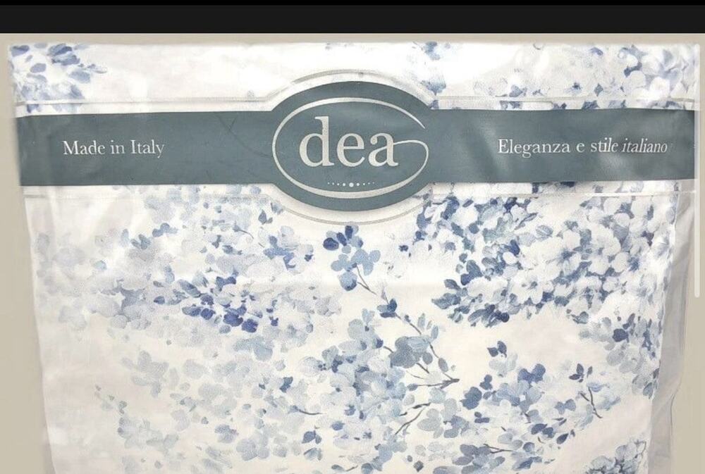 DEA Luxury Linens Glicine Floral Print QUEEN Duvet Cover Ice Blue